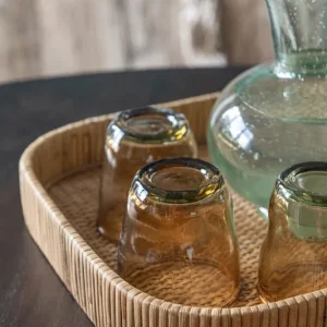 Gratis Verzending D- J-line - Plateau Vierkant Rond Hoeken Rotan Naturel - 33x34x5cm