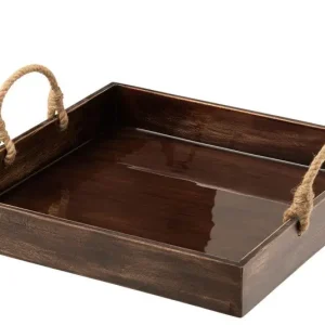 J-Line - Plateau Hendel Mango Hout Bruin - 52x50x22cm Groothandel