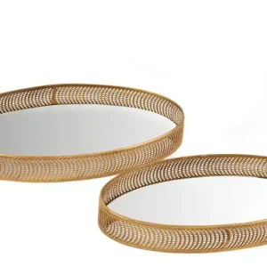 D- J-line - Set Van 2 Plateaus Ovaal Ijzer/spiegel Goud - 44.5x28x5cm Superprijs