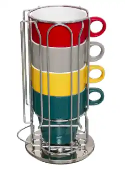 Capsulehouder roterend met 4 mokken 26 cl | 2 in 1 Kopjes en cupshouder gekleurd Geld-Terug-Garantie