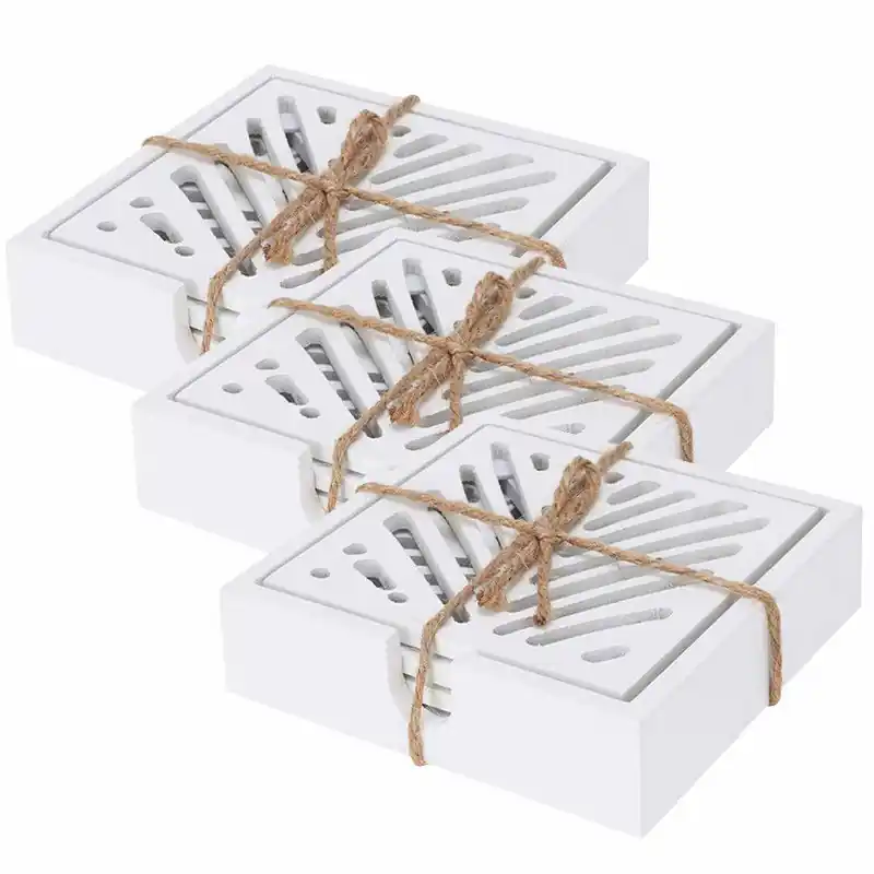 Geld-Terug-Garantie Onderzetters voor glazen - 12x - hout - wit - 10 x 10 cm - Glazenonderzetters