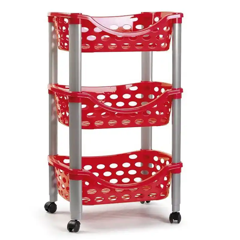 Limited Edition Plasticforte Keukentrolley - 3-laags - rood - 40 x 65 cm - Opberg trolley
