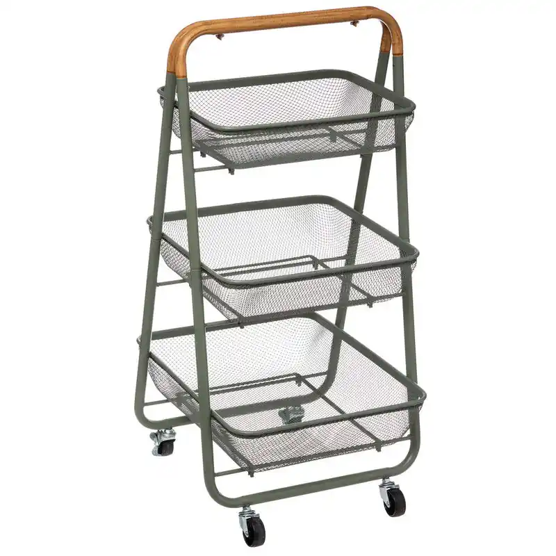 Direct Beschikbaar 5Five Keuken/badkamer opberg trolley - 3 laags - groen - Opberg trolley