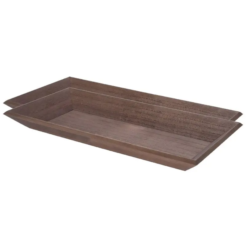 Dienblad/kaarsenbord - 2x - rechthoekig - L40 x B20,5 x H3,7 cm - hout - Kaarsenplateaus Budget