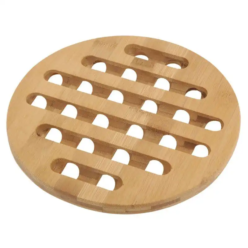 Trendy Pannenonderzetter - 4x - bamboe hout - D20 x H1 cm - hittebestendig - Panonderzetters