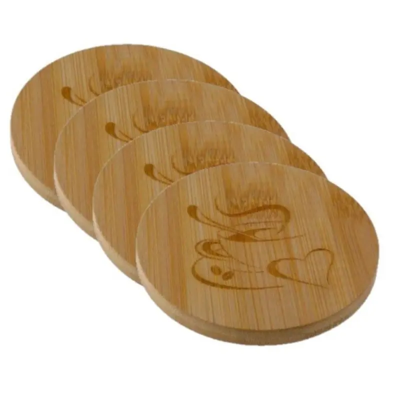 Lage Kosten Set van 20x stuks houten ronde glazen onderzetters 10 x 10 cm - Glazenonderzetters