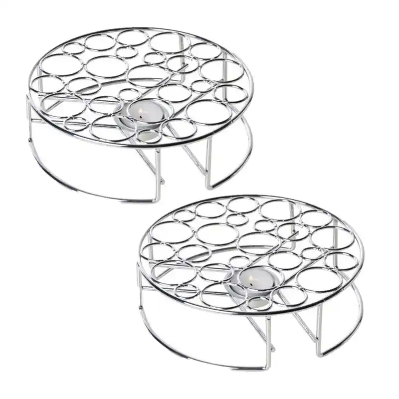 Set van 2x stuks rechaud warmhouder/warmhoudplaatje chroom voor theepotten/pannen 20 cm - Panonderzetters Handgemaakt