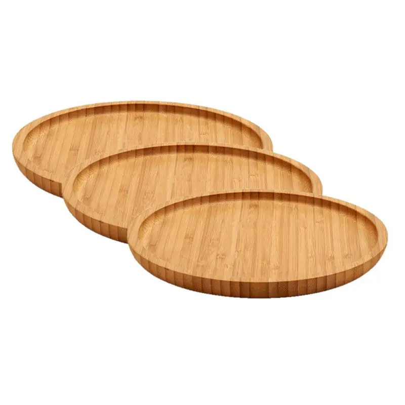 Budget Kinvara serveerplank - 4x - bamboe hout - rond - 20 cm - Serveerplanken