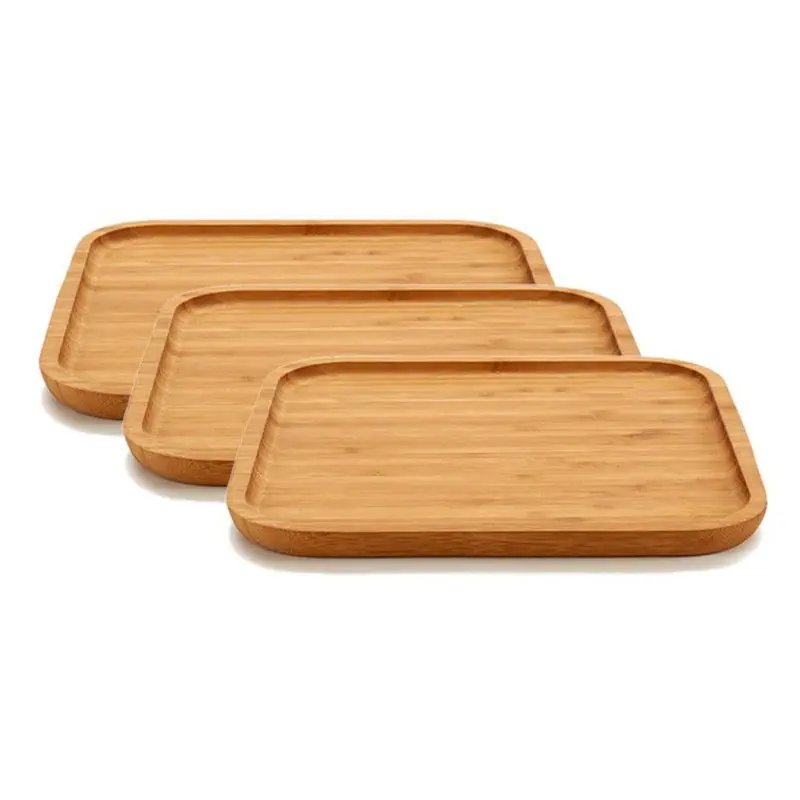 Premium 4x stuks bamboe houten broodplanken/serveerplanken vierkant 25 cm - Serveerplanken