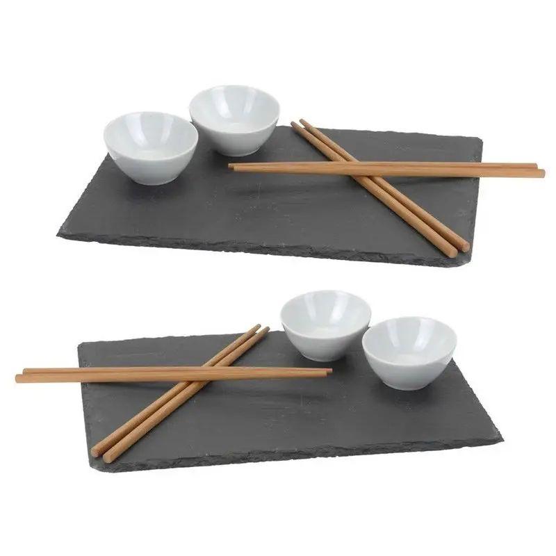 Laatste Versie Sushi serveren set - voor 8x personen - 7 delig - Leisteen plankje - Serveerplanken