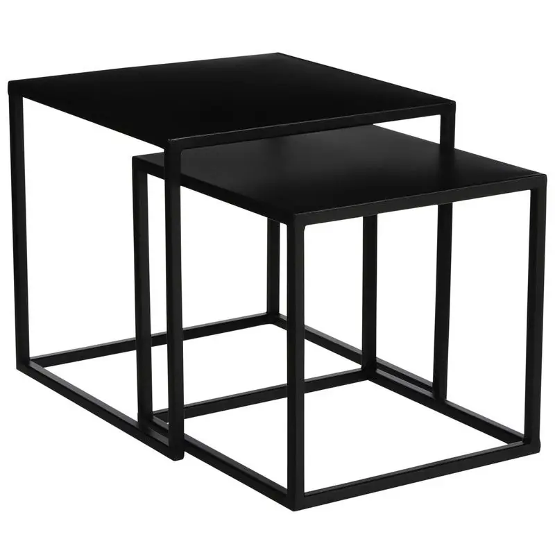 Set van 2x plantenstandaards Goa vierkant metaal zwart 29/33 cm - Planten onderzetter Superprijs