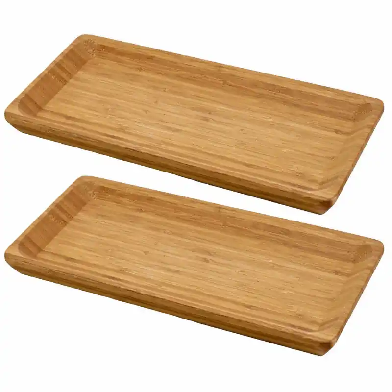 Tapas/hapjes serveerplankje - Set van 3x stuks - bamboe - 25 x 13 cm - Serveerplanken Finale Uitverkoop