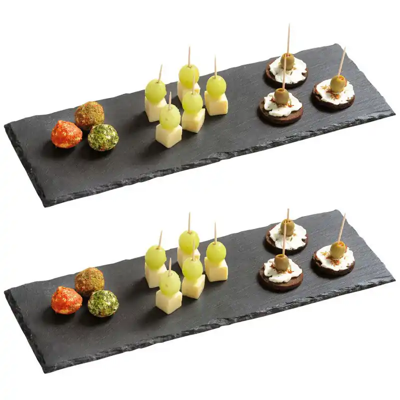 Beperkte Voorraad 4x Rechthoekige leistenen serveerplanken 13 x 38 cm - Serveerplanken