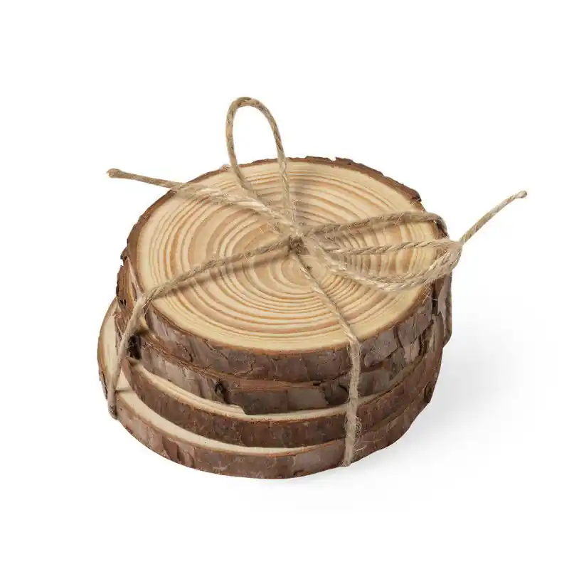 16x Dennenhouten onderzetters 10 cm rond - Glazenonderzetters Koop Vandaag