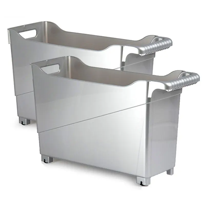 Garantie Inbegrepen Plasticforte Trolley - 6x - zilverkleurig - 45x17x29cm - op wieltjes - Opberg trolley