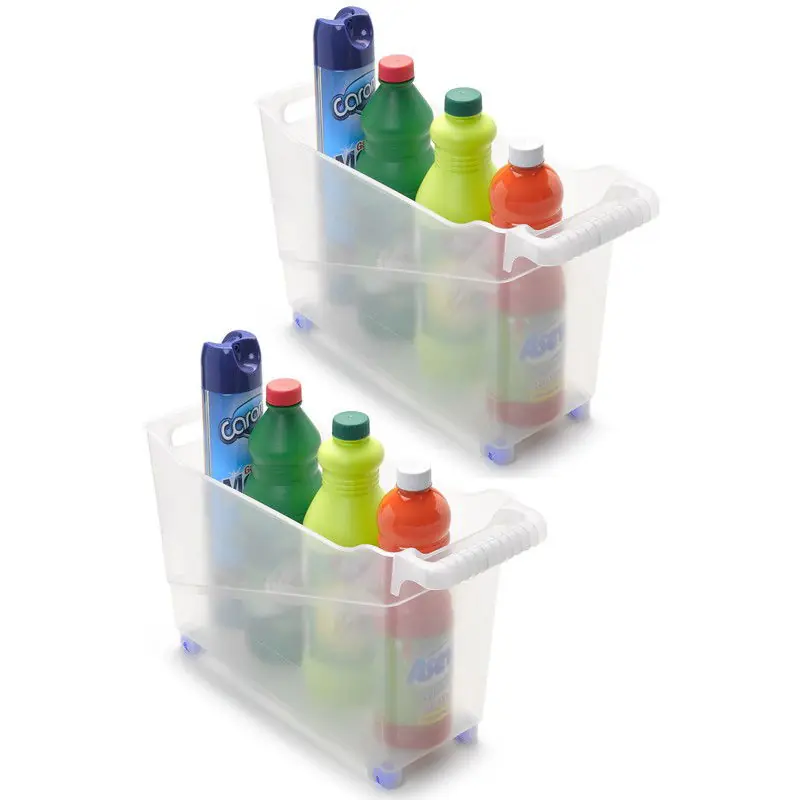 Nieuw Set van 3x stuks kunststof trolleys transparant op wieltjes L45 x B17 x H29 cm - Opberg trolley