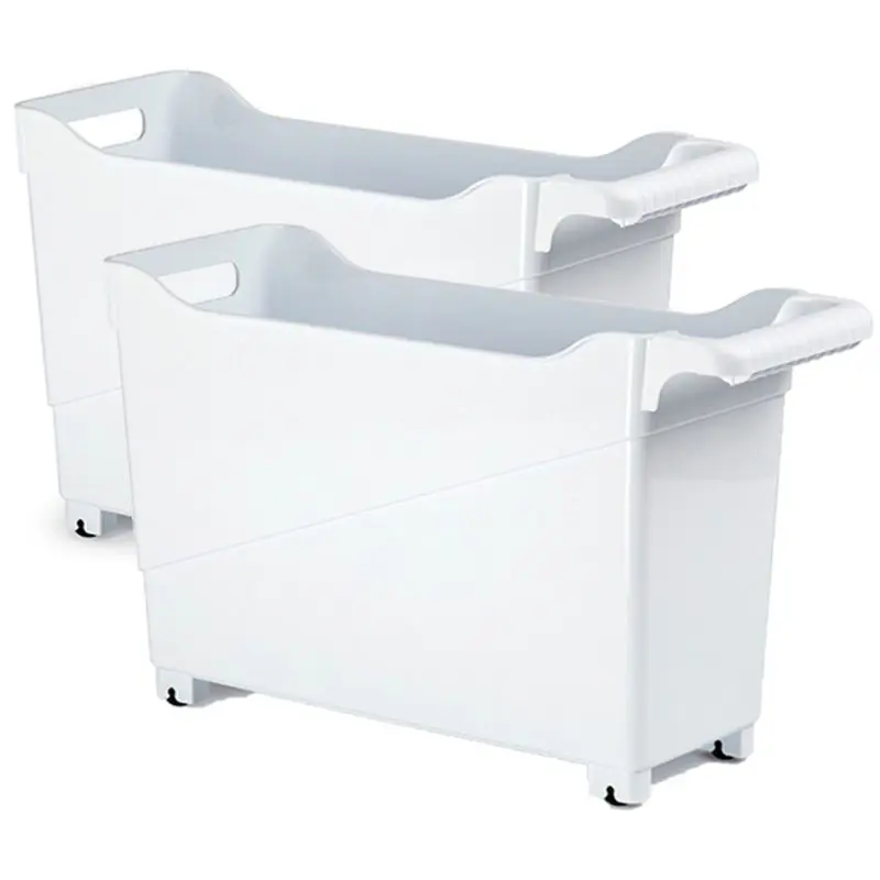 PlasticForte Trolley - 6x - wit - L45 x B17 x H29 cm - op wieltjes - Opberg trolley Nu Kopen