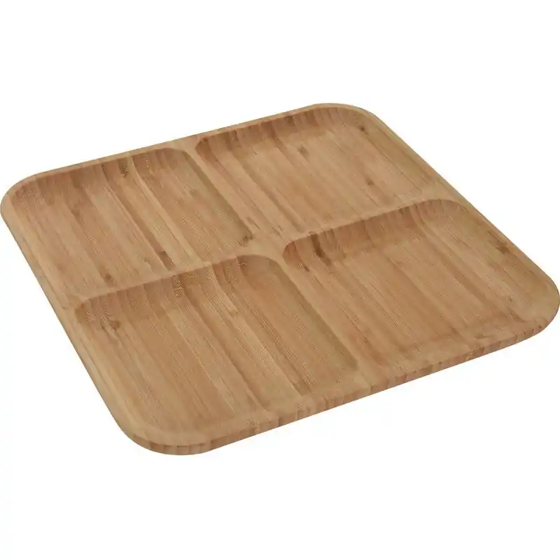 Nieuw 3x Serveerplanken met 4 vakken van bamboe hout 30 cm - Serveerplanken