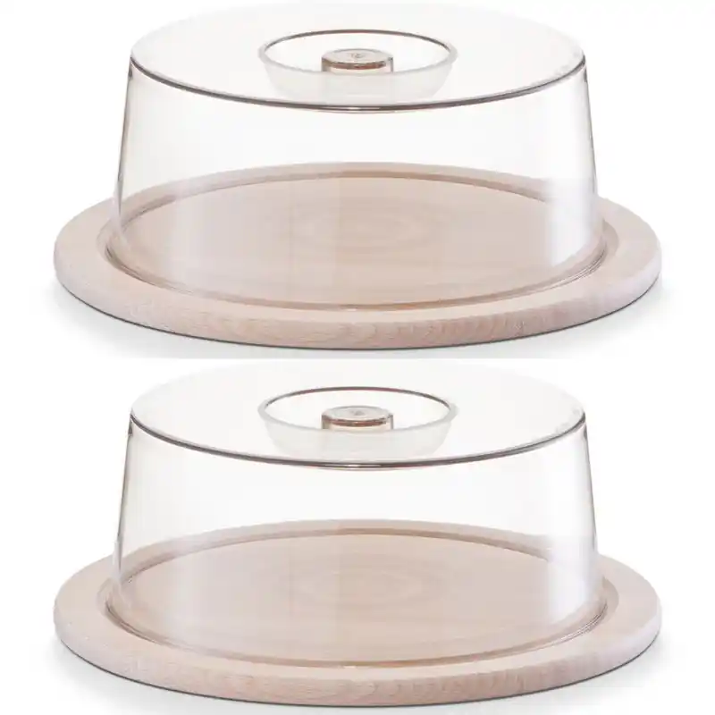 2x Kaasplanken rond met deksel 23 cm - Kaasplankjes Betaalbaar