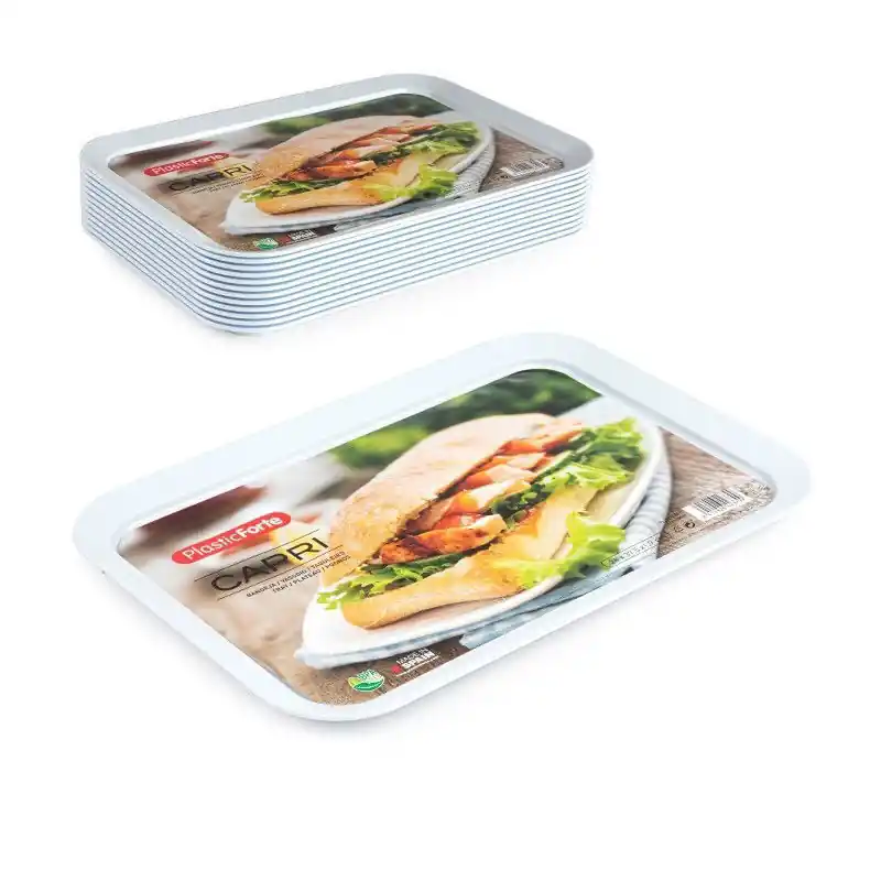Hete Deal Plasticforte dienblad/serveerblad - 8x - Kunststof - 41 x 31 cm - wit - Dienbladen