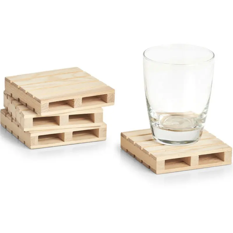 12x Houten pallet onderzetters voor glazen/bekers 10 x 10 cm - Panonderzetters Seizoensaanbieding