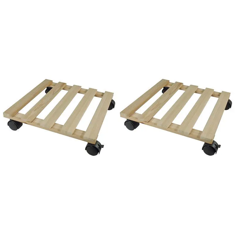 2x Vierkante plantentrolley met zwenkwielen 35 cm - Planten onderzetter Fabrieksprijs
