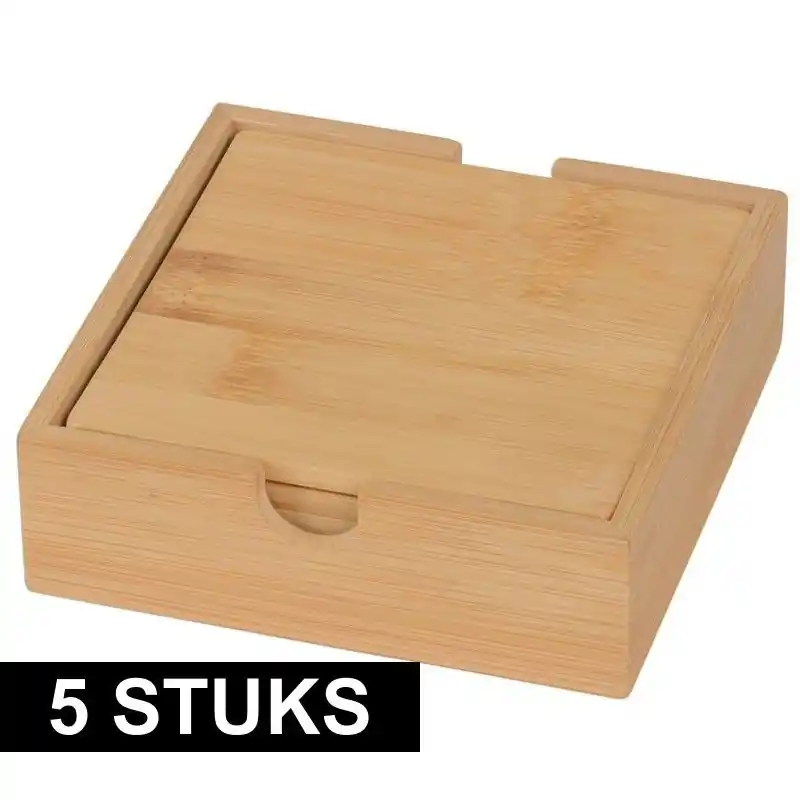 Bamboe houten glazen onderzetters - 20x stuks - vierkant - 10x10 cm - Glazenonderzetters Uitverkoop