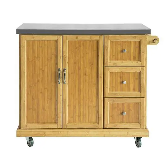 Trendy Keukentrolley - Keukeneiland - Handdoekenrek - Lade - Bamboe - 116x95x46 cm