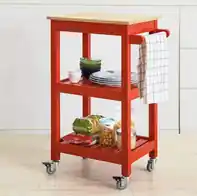 Keukentrolley - Serveerwagen - 2 schappen - Handdoekenrek - Rood - 54x85x39 cm In De Mode