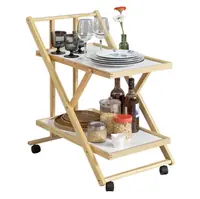 Keukentrolley - Serveerwagen - Inklapbaar - 2 planken - 35x81x70 cm Gratis Verzending