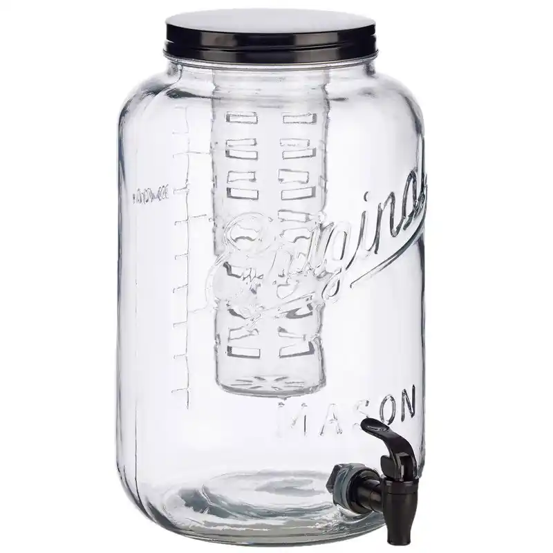 Vivalto drankdispenser - glas/aluminium - 8 liter - 21 x 33 cm - Drankdispensers Shop Nu
