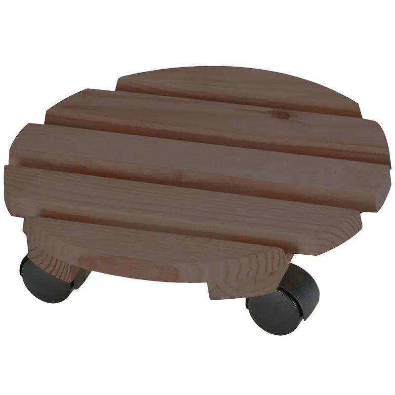Direct Verzonden Plantentrolley - hout - donkerbruin - rond - 30 cm - tot 100 kg - multiroller - Planten onderzetter