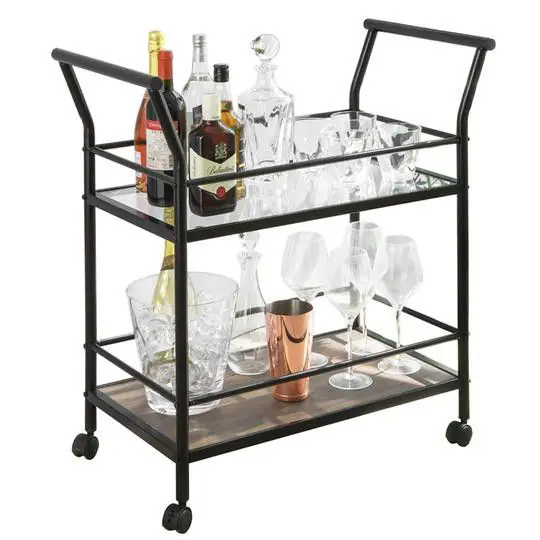 Wereldwijde Verzending Keukentrolley - Serveerwagen - 2-Laags - Metaal - 75x81x40 cm