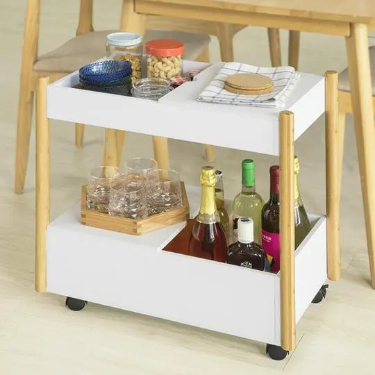 Meest Verkocht Keukentrolley - Serveerwagen - 2 opbergvakken - Bamboe - 60x60x35 cm