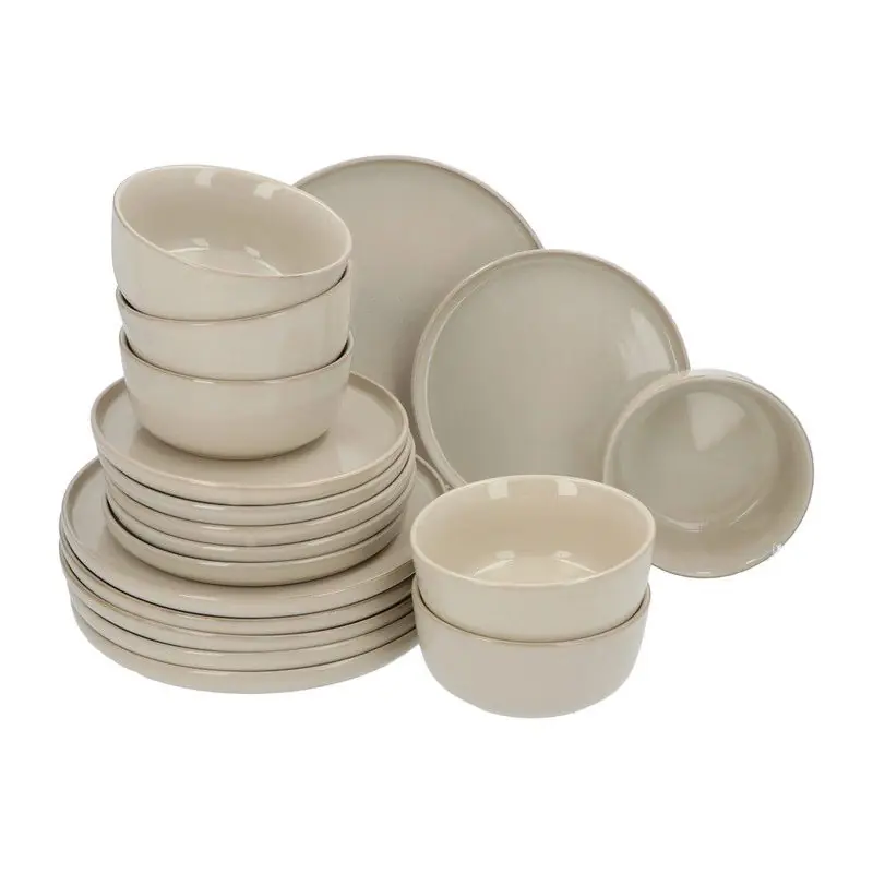 6 persoons 18-delig servies Terre Beige Geglazuurd Keramiek Geld-Terug-Garantie