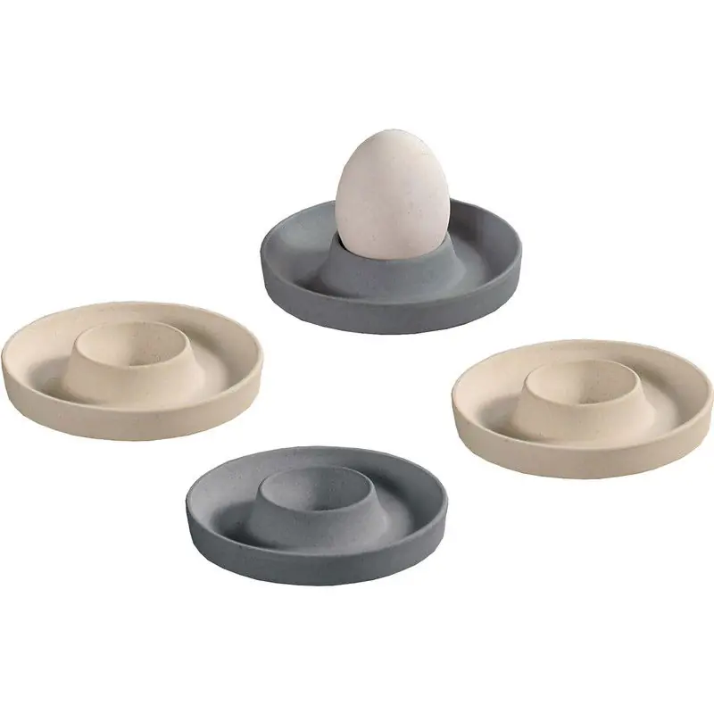 4x Melamine witte en grijze eierdopjes - 10 x 2 cm - Tafel dekken - Eierdopjes Koop Vandaag