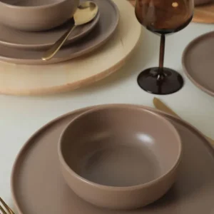 Keramika Serviesset - Nordic Mat Taupe - 18 delig - 6 Personen - Stoneware Hoge Kwaliteit