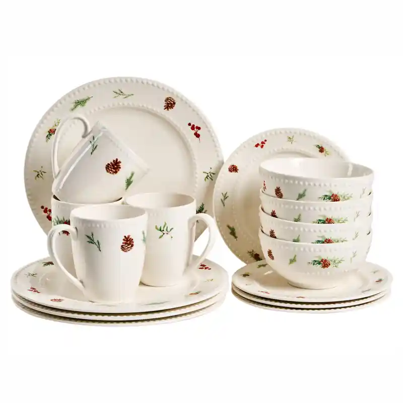 Exclusieve Aanbieding MARJORAM - 16-delige serviesset - Wit - Porselein