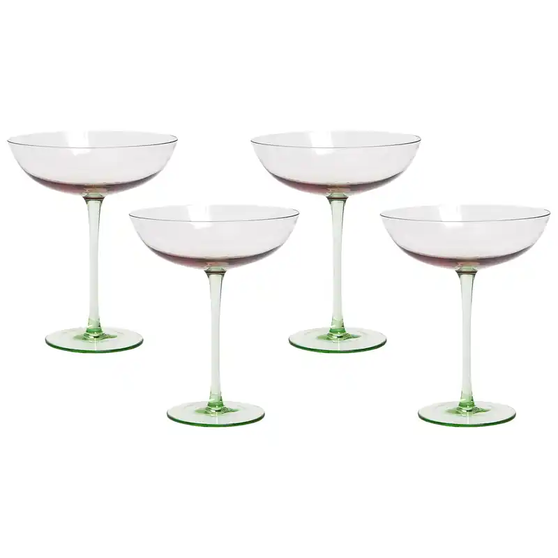 Exclusief DIOPSIDE - Martiniglazen set van 4 - Pastelroze - Glas