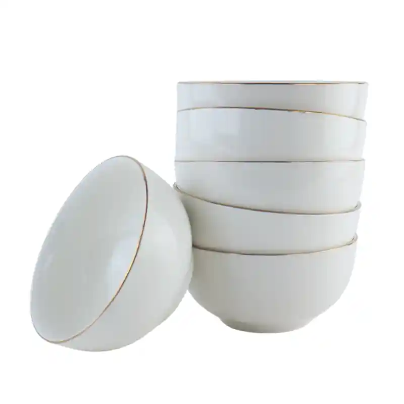 Groothandel OTIX Soepkommen - 6 stuks - 500 ml - Soeptassen - Wit met Gouden rand - Porselein - Crocus
