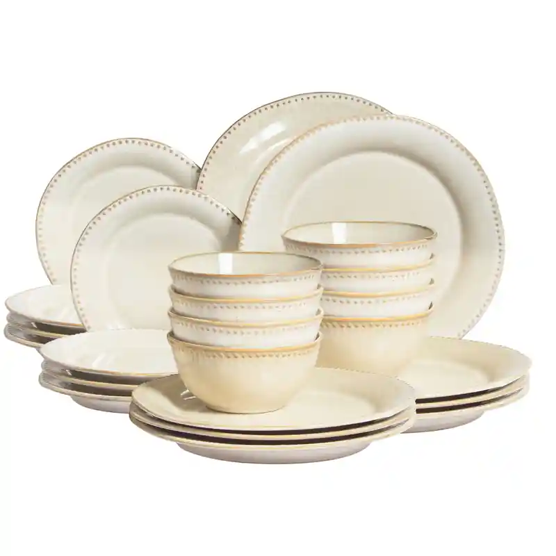 CHERVIL - Serviesset 24 delig - Lichtbeige - Steengoed Exclusieve Aanbieding