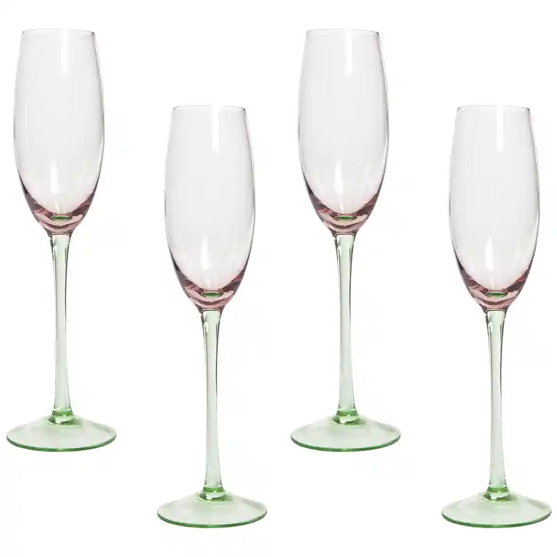 Direct Beschikbaar DIOPSIDE - Champagne glazen set van 4 - Pastelroze - Glas