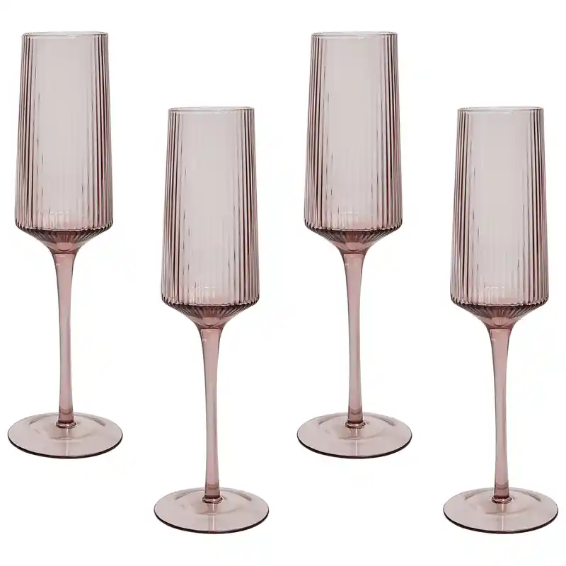 Origineel AMETHYST - Champagneglas set van 4 - Pastelroze - Glas