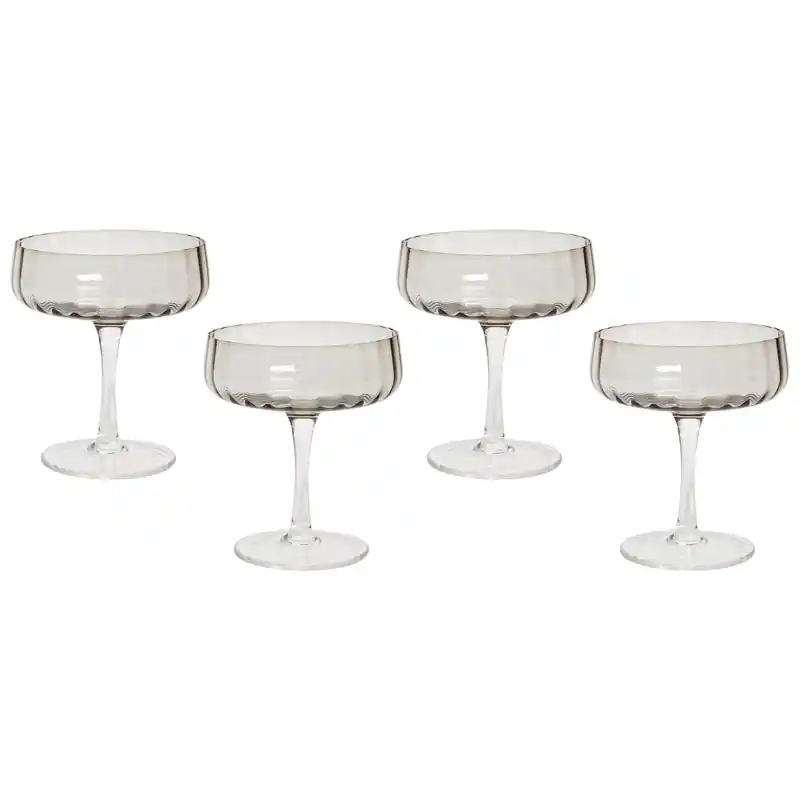 QUARTZ - Champagnecoupe set van 4 - Lichtgrijs - Glas Dagaanbieding