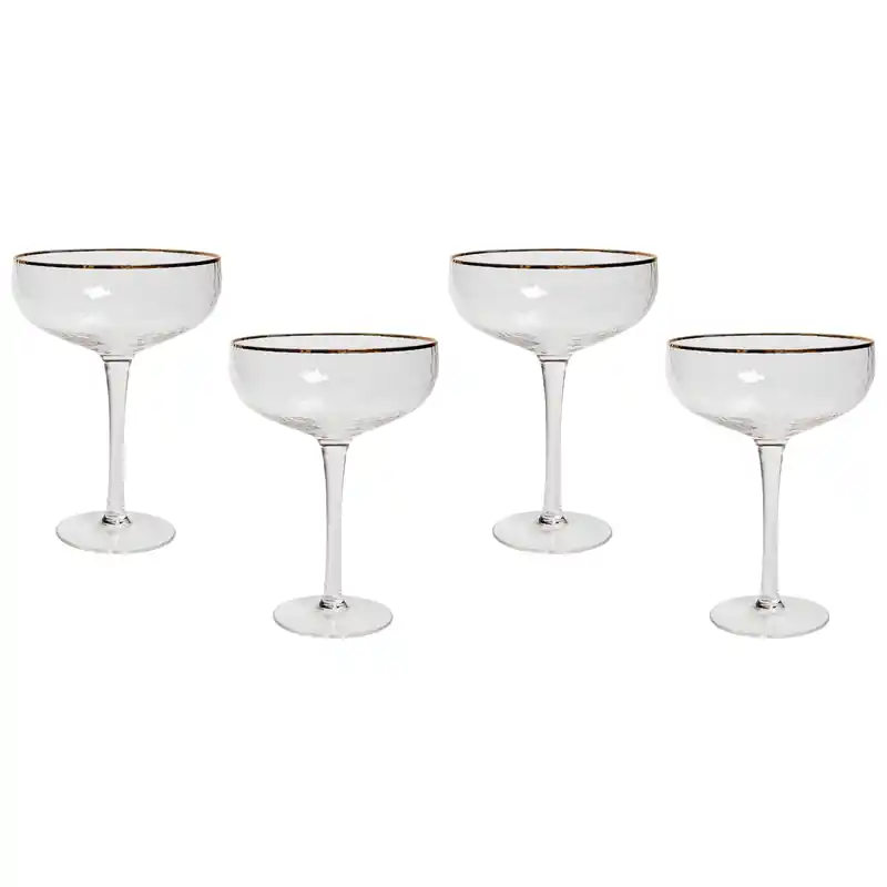 TOPAZ - Champagnecoupe set van 4 - Goud - Glas Budget