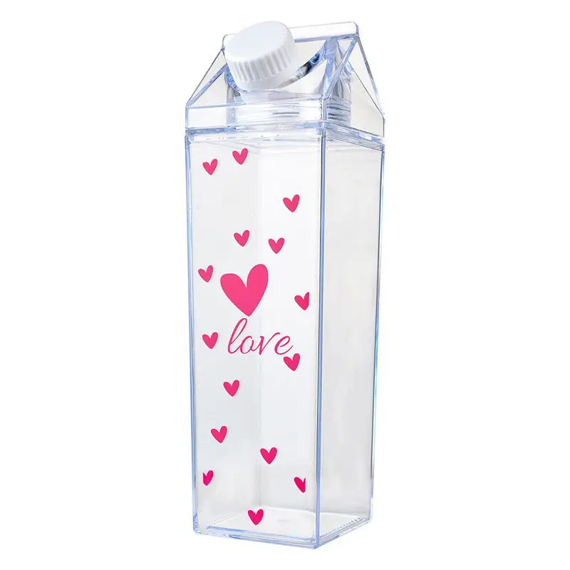 Clayre & Eef Drinkfles 500 ml Transparant Kunststof Hartjes Favoriet