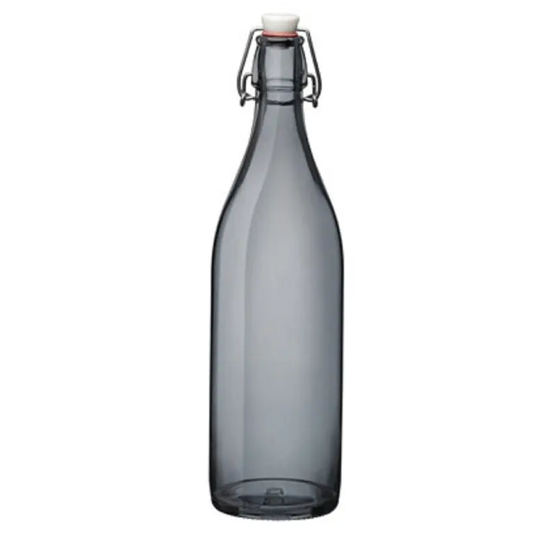 Bormioli rocco waterfles beugeldop - grijs transparant - 1000 ml - Decoratieve flessen Nieuw Model