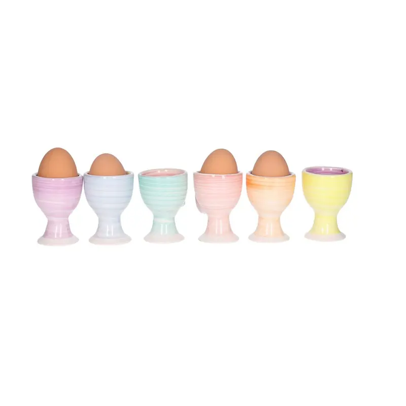 Geld-Terug-Garantie Bellatio Design Eierdopjes pastel - set van 6x - 7 x 5 cm - Eierdopjes