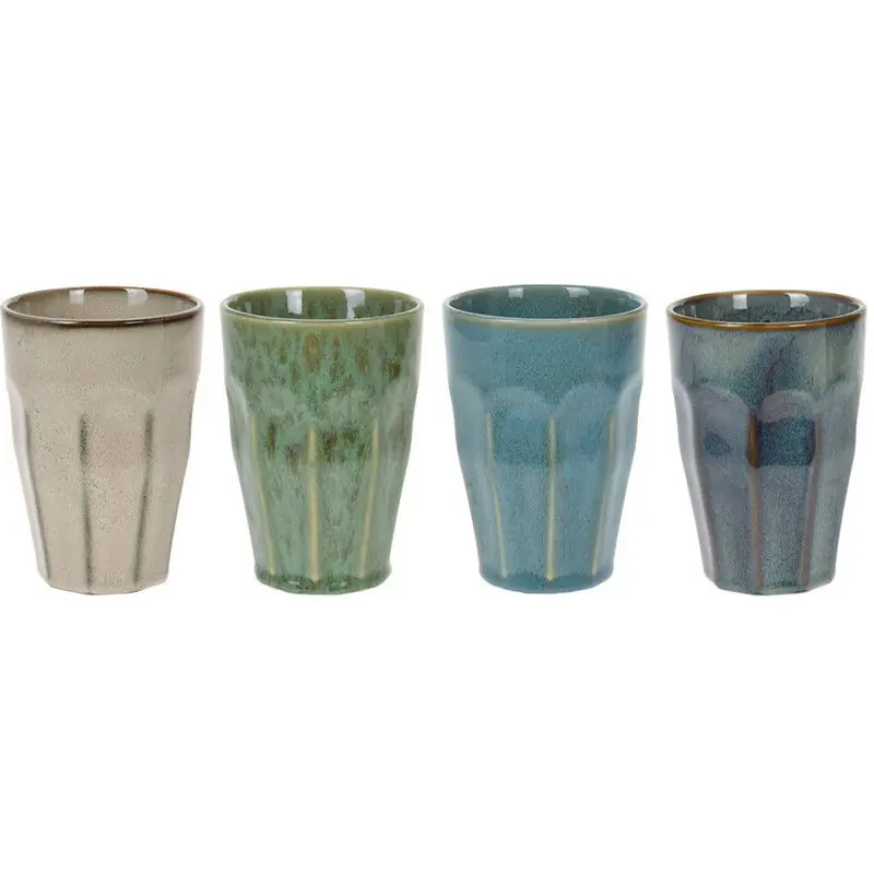 Dagaanbieding Melkbekers - 4x stuks - porselein - 330 ml - gekleurde bekers set - Bekers