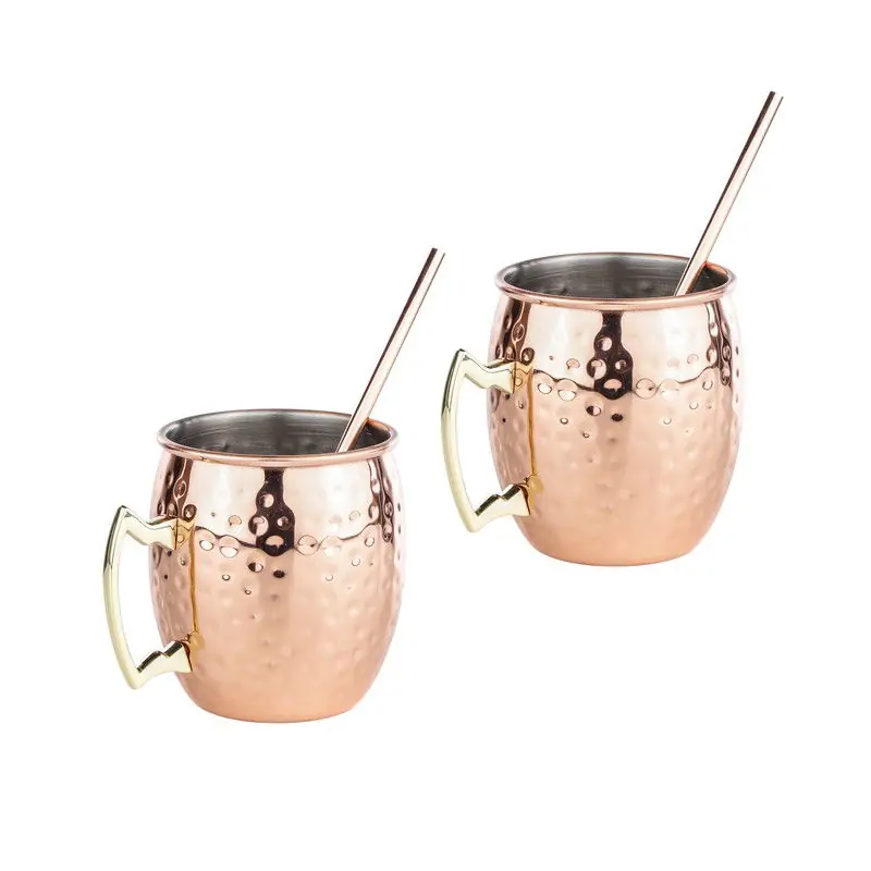 Geld-Terug-Garantie Set van 2x Cocktailbekers/cocktailglazen Moscow Mule - koper - 500 ml - Cocktailglazen